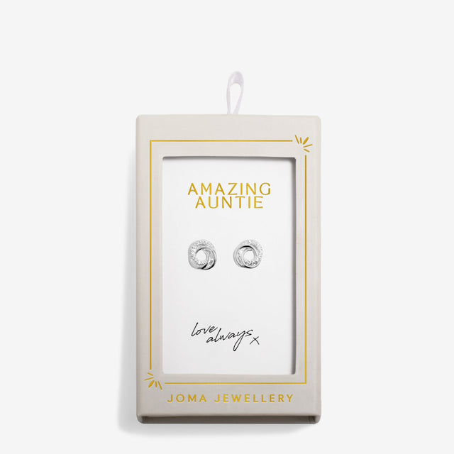 Amazing Auntie earrings present for auntie in framed packaging