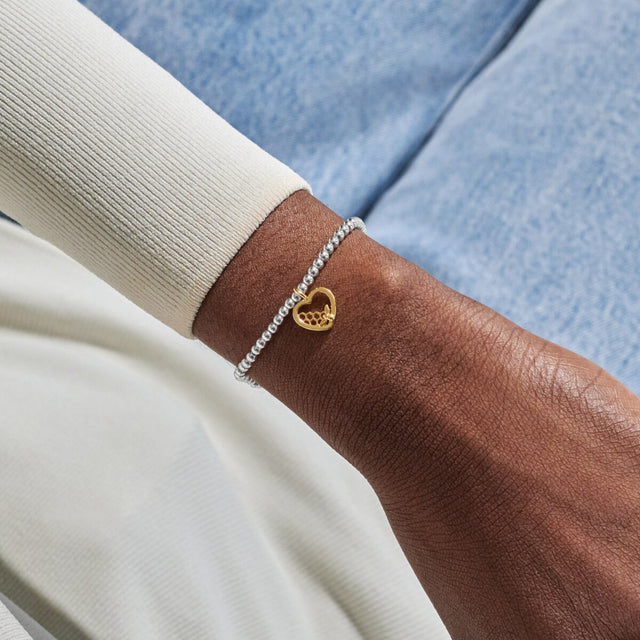 Joma A Little Make Today Bee-utiful mixed metal bracelet worn on wrist