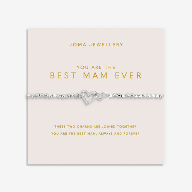 Joma Jewellery You Are The Best Mam Ever silver bracelet on blush sentiment card