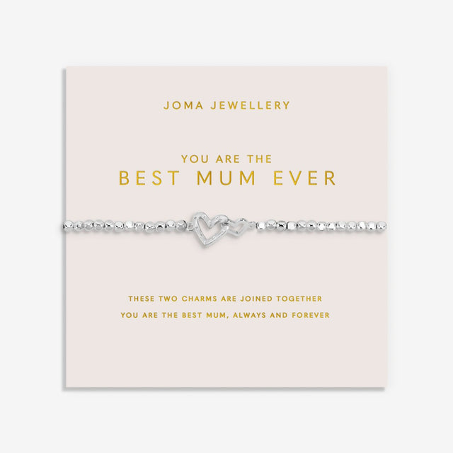 Joma Jewellery You Are The Best Mum Ever silver bracelet on blush sentiment card