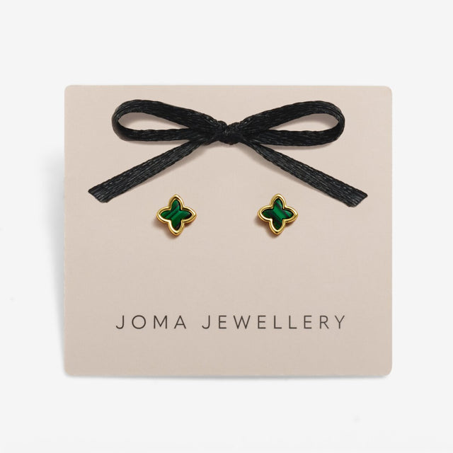 Clover earrings presented on Joma Jewellery gift card