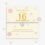 Joma Jewellery Confetti A Little 16th Birthday silver-plated bracelet on sentiment card