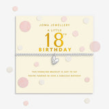 Joma Jewellery Confetti A Little 18th Birthday silver-plated bracelet presented on a sentiment-stamped birthday card