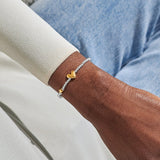 Joma Jewellery December birth month silver and gold-plated bracelet worn on wrist