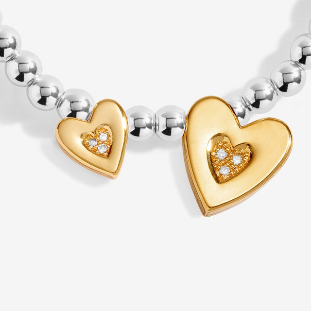 Gold heart charm detail on First My Mum Forever My Friend bracelet
