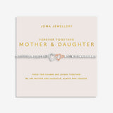 Joma Jewellery Forever Together Mother and Daughter silver and rose gold bracelet on blush card