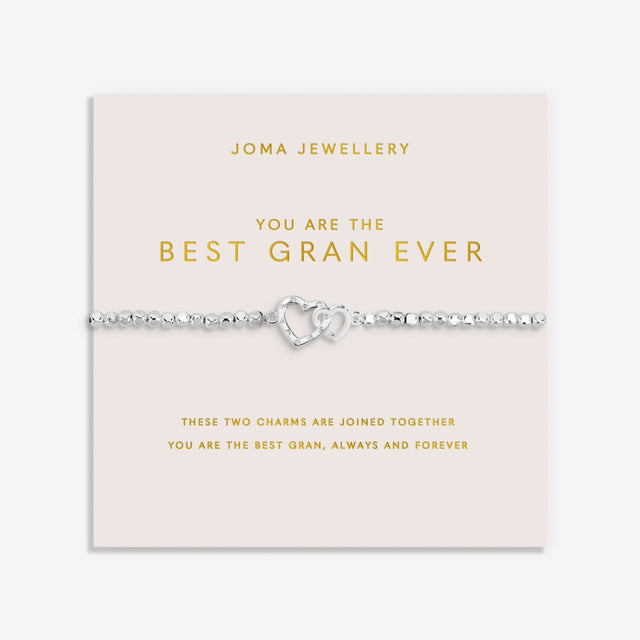 Joma Jewellery Forever Yours Best Gran Ever silver plated bracelet on blush sentiment card
