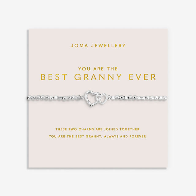 Joma Jewellery Forever Yours Best Granny Ever silver plated bracelet on blush sentiment card