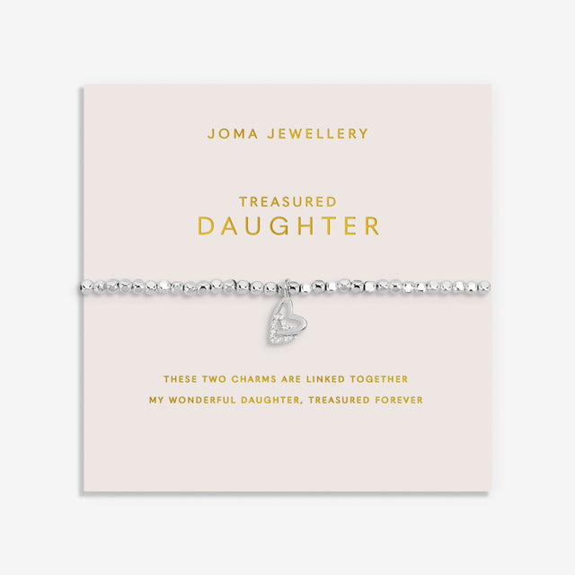 Joma Jewellery Forever Yours Treasured Daughter silver plated bracelet on blush sentiment card
