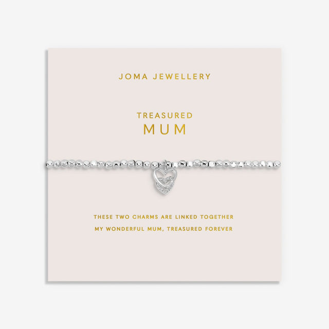 Joma Jewellery Forever Yours Treasured Mum silver plated bracelet on blush sentiment card