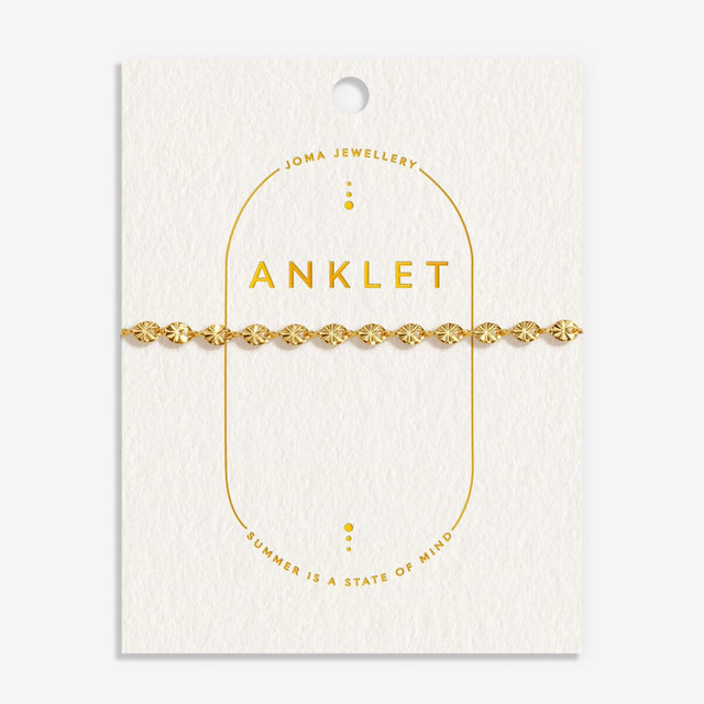 Joma Jewellery gold anklet sparkle chain design on display card