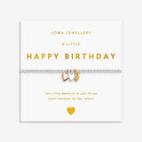 Joma Jewellery A Little Happy Birthday bracelet with mixed metal heart charms on gold foil card