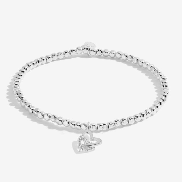 Silver plated beaded bracelet with interlinked heart charms for daughter