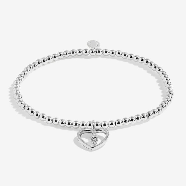 Silver plated beaded bracelet with interlinked heart charm for mum