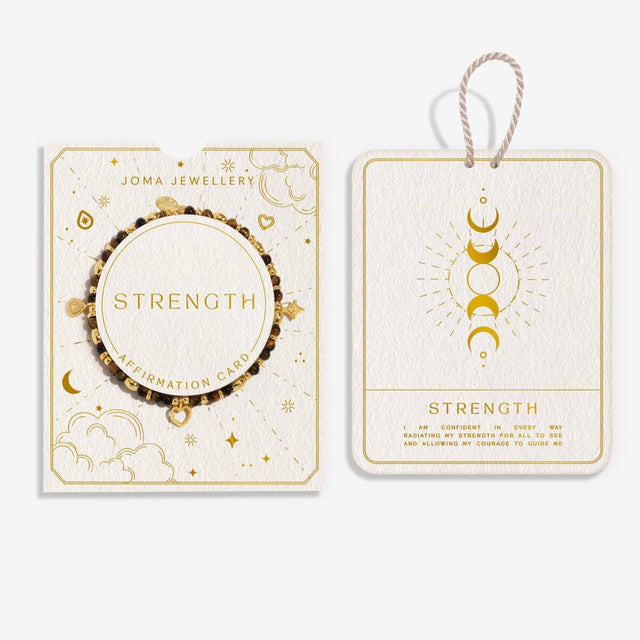 Joma Jewellery Strength affirmation card bracelet with gift packaging and affirmation card