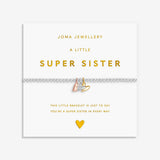 Joma Jewellery A Little Super Sister bracelet with mixed metal heart charms on gold foil card