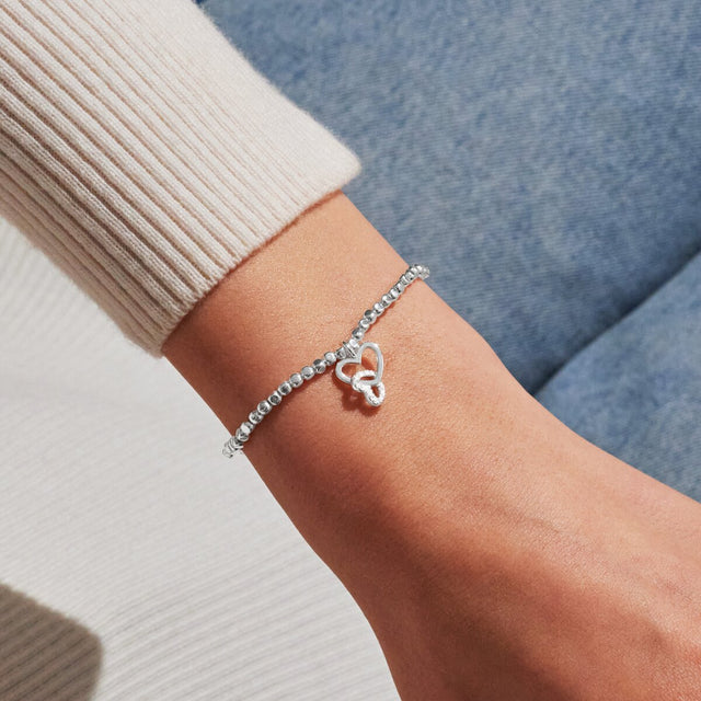 Joma Jewellery Treasured Mum silver bracelet worn on wrist