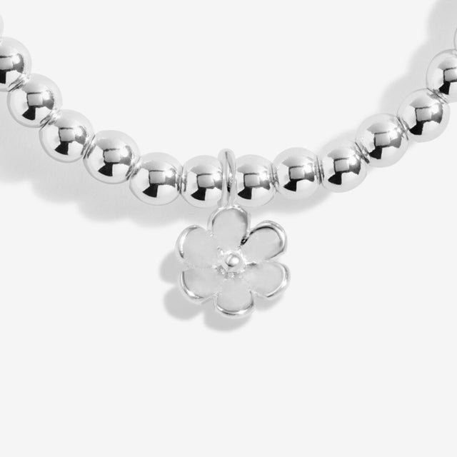Silver clover charm detail on Joma Jewellery Life’s A Charm bracelet