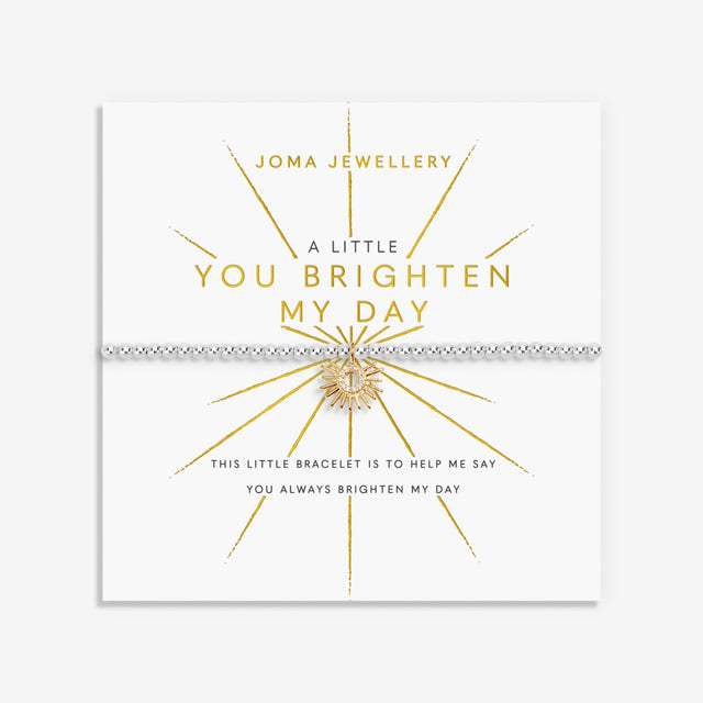 Joma Jewellery You Brighten My Day bracelet with sentiment card and gift packaging