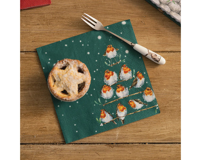 Wrendale Designs Christmas Lunch Napkin Robin - Rockin' Robins