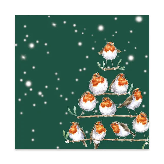Wrendale Designs Christmas Lunch Napkin Robin - Rockin' Robins