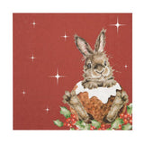 Wrendale Designs Christmas Lunch Napkin Rabbit - Merry Little Christmas