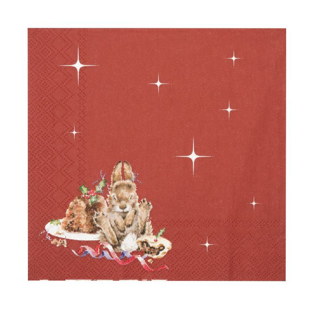 Wrendale Designs Christmas Lunch Napkin Rabbit - Merry Little Christmas