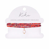 Kiki Crimson Flame crystal jewellery wrap bracelet and necklace with pearl and crystal beads.