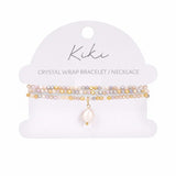 Kiki Marigold Charm crystal jewellery wrap bracelet and necklace with pearl and crystal beads.