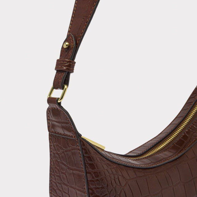 Katie Loxton Marni Croc Small Shoulder Bag - Chocolate