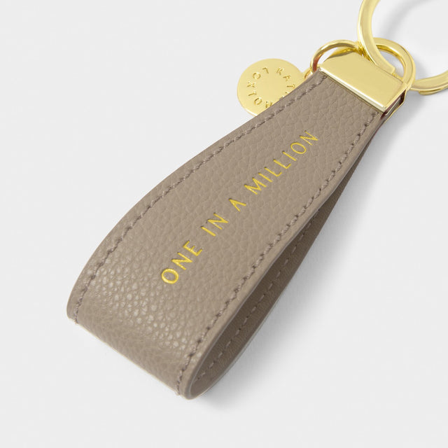 Katie Loxton Sentiment Loop Keyring - One in a Million Light Taupe