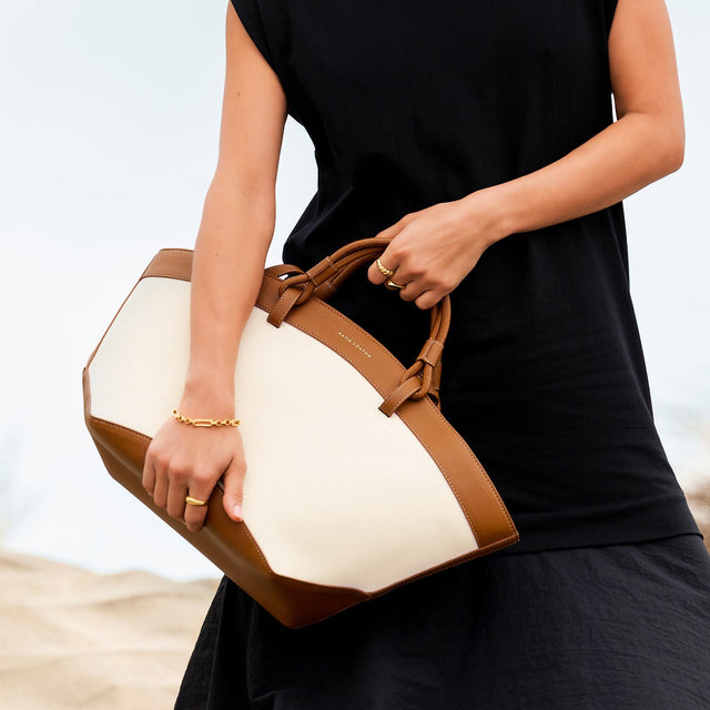 Katie Loxton Siena Canvas Tote Bag - Cognac
