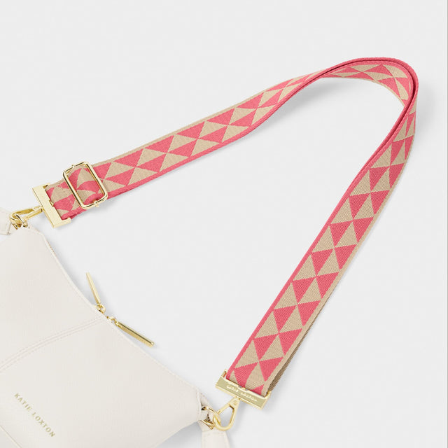 Katie Loxton Canvas Strap - Coral Geometric Triangl