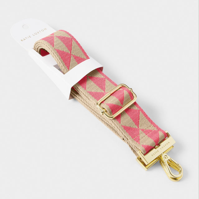 Katie Loxton Canvas Strap - Coral Geometric Triangl