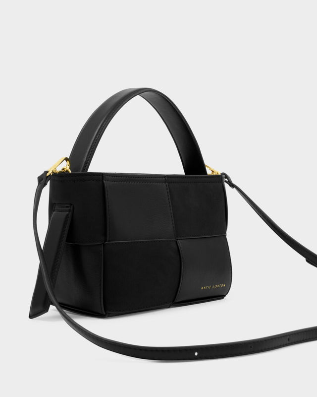 Katie Loxton Taya Hand Woven Suedette Top Handle Bag - Black