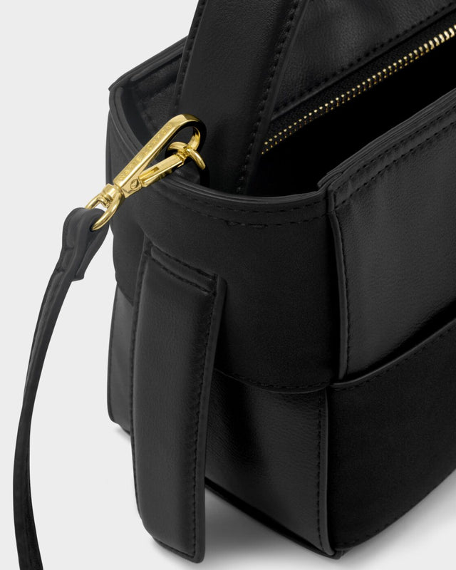 Katie Loxton Taya Hand Woven Suedette Top Handle Bag - Black