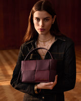 Katie Loxton Taya Hand Woven Suedette Top Handle Bag - Cherry