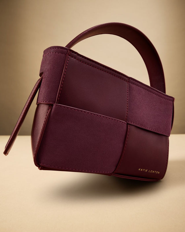 Katie Loxton Taya Hand Woven Suedette Top Handle Bag - Cherry
