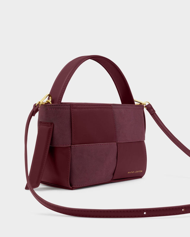 Katie Loxton Taya Hand Woven Suedette Top Handle Bag - Cherry