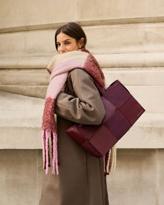 Katie Loxton Taya Hand Woven Suedette Tote Bag - Cherry