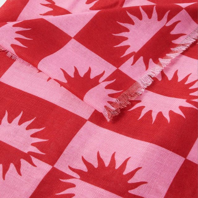 Katie Loxton Printed Scarf - Le Soleil (Red/Pink)