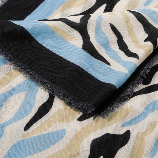 Katie Loxton Printed Scarf - Abstract Zebra (Ecru/Blue/Black)