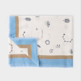 Katie Loxton Printed Scarf - Boho Celestial (Off White/Blue/Taupe)