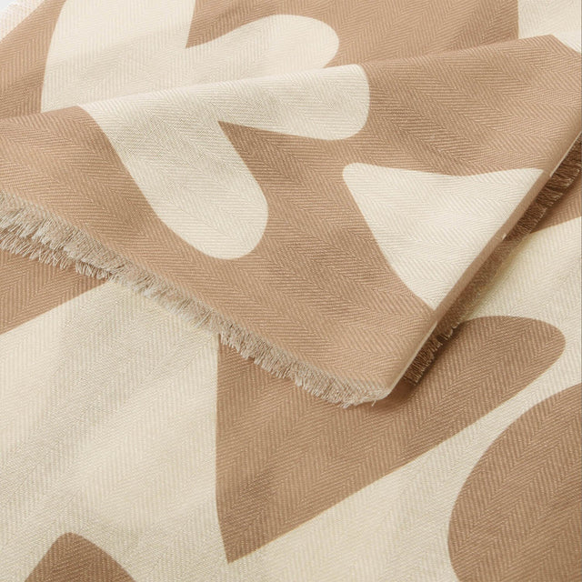 Katie Loxton Printed Scarf - Large Heart (Taupe/Ecru)