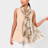 Katie Loxton Printed Scarf - Large Heart (Taupe/Ecru)