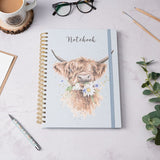 Wrendale Designs A4 Cow Notebook Daisy Coo (Blue)
