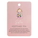 Lucky Little Ladies Sisters enamel pin badge keepsake gift with floral enamel design.