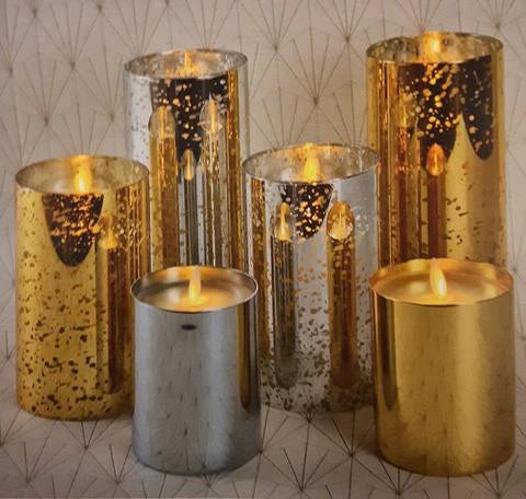 Luminara Indoor 3.0" x 5.0" Candle in Silver Mercury Glass