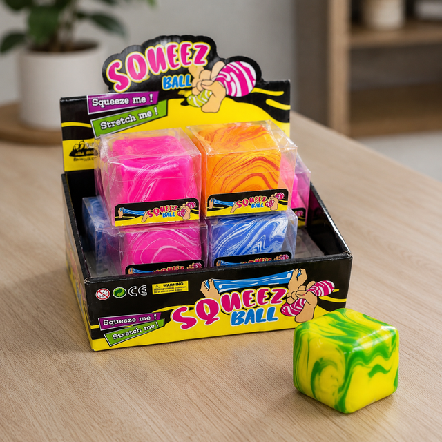 Marble Cube squishy fidget toy in assorted marble-effect colours for stress relief and sensory play