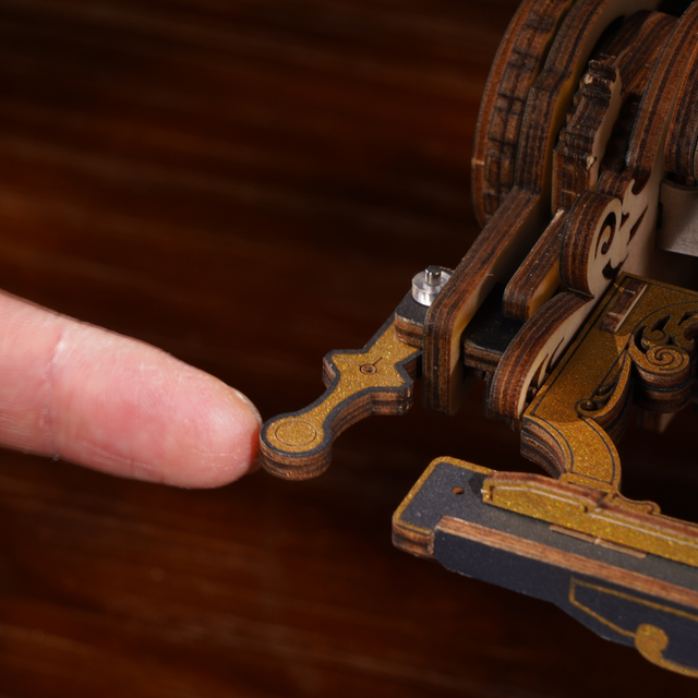 Wooden typewriter puzzle for adults featuring realistic typing mechanism